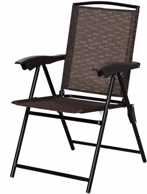 Set di 4 sedie pieghevoli in textilene 54 x 69 x 43-90 cm comode e leggere stile outdoor struttura in acciaio marrone 20_0020065