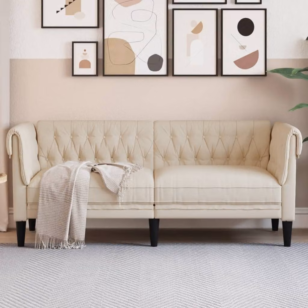 Maison Exclusive - Divano Chesterfield in lino, due posti