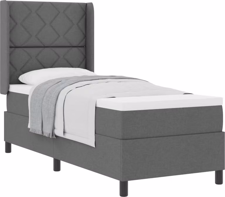 Letto a molle con materasso Grigio scuro 200 x 80 cm Tessuto