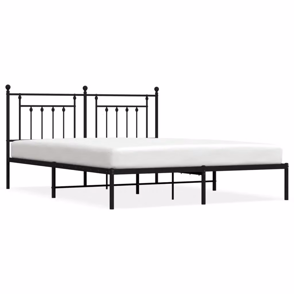 Letto con Testiera in Metallo Nero vidaXL L/P: 160 x 200 cm – 2