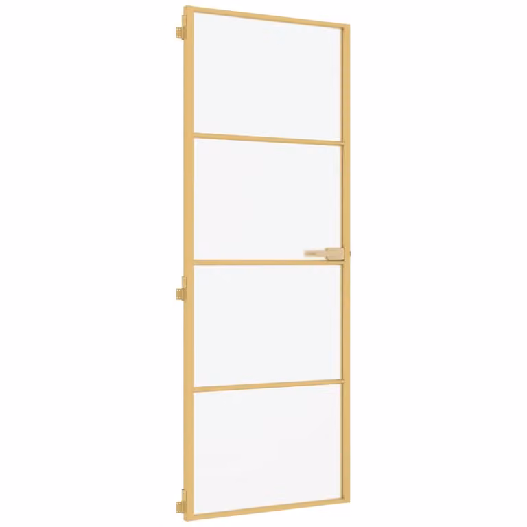 Porta Interni Sottile Oro 76x201,5cm Vetro Temperato Alluminio