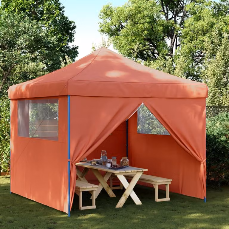 Tendone per feste pieghevole pop-up con 4 pareti vidaXL colore terracotta