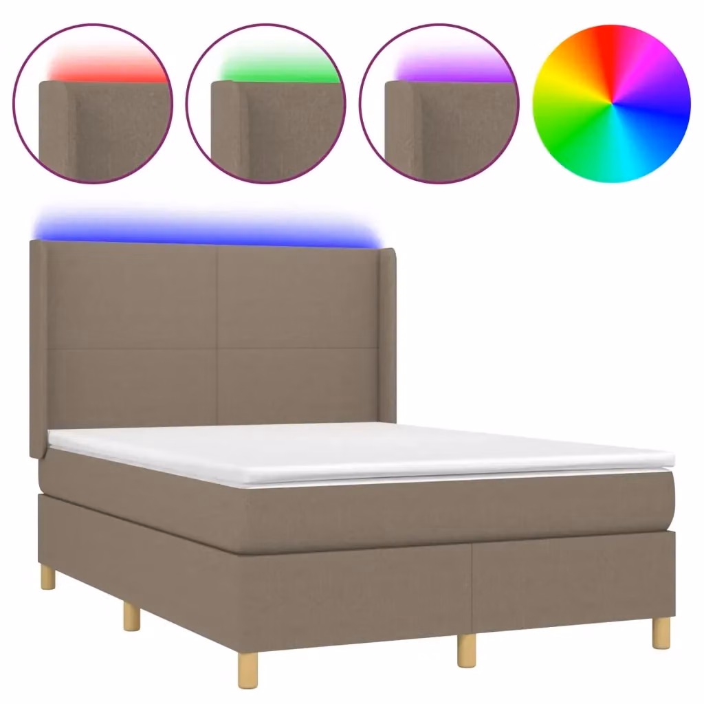 Letto Ibrido con Materasso e Illuminazione LED vidaXL in Tessuto, L/P: 140 x 200 cm – 2