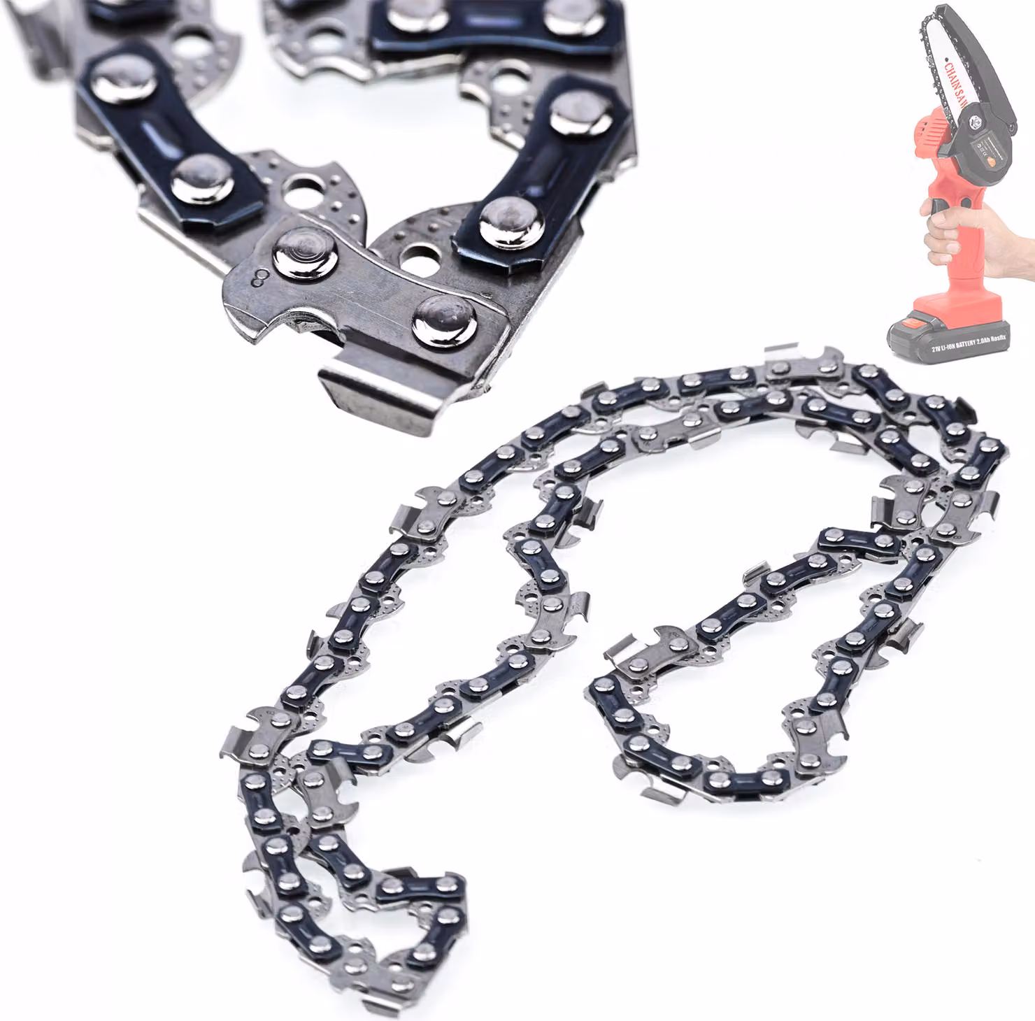 Rosfix Catena per Motosega 12" – 3/8" 45 Maglie di Trasmissione, 1,3 mm, semi-scalpello, Acciaio 65Mn | Per Seghe Elettriche, Motoseghe
