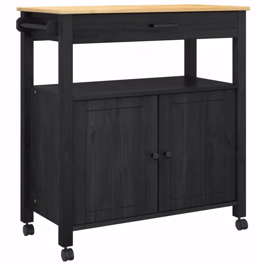 Carrello da cucina moderno vidaXL MONZA in legno di pino nero L: 84 cm, P: 40 cm, H: 88,5 cm – 2