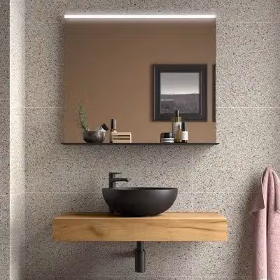 Mensolone da bagno sospeso Sumo in rovere africa marrone L: 80 cm, P: 46 cm, H: 12 cm