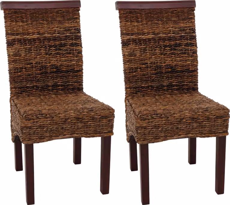 set di 2 sedie da pranzo in vimini sedia M45 sedia banana wicker ~ light, senza cuscino