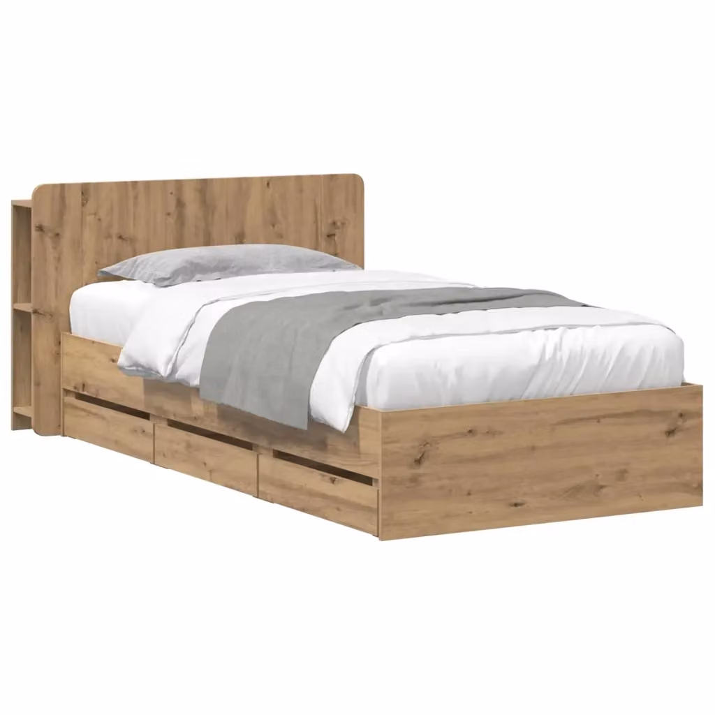 Letto con contenitore e cassetti vidaXL in legno Rovere e marrone L/P/H: 221.5 x 140 x 95 cm – 2