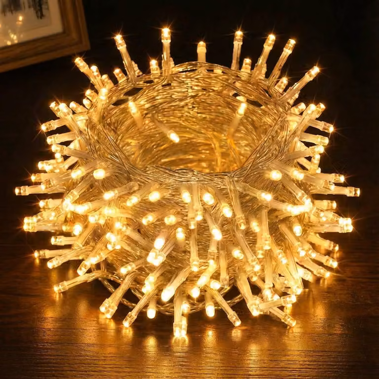 30M 300LEDs 8 Modes Fairy Lights Potenza LED Natale Fairy Lights Cavo trasparente Camera Decorazione Luce Festa Giardino Albero di Natale illuminazione, Giallo
