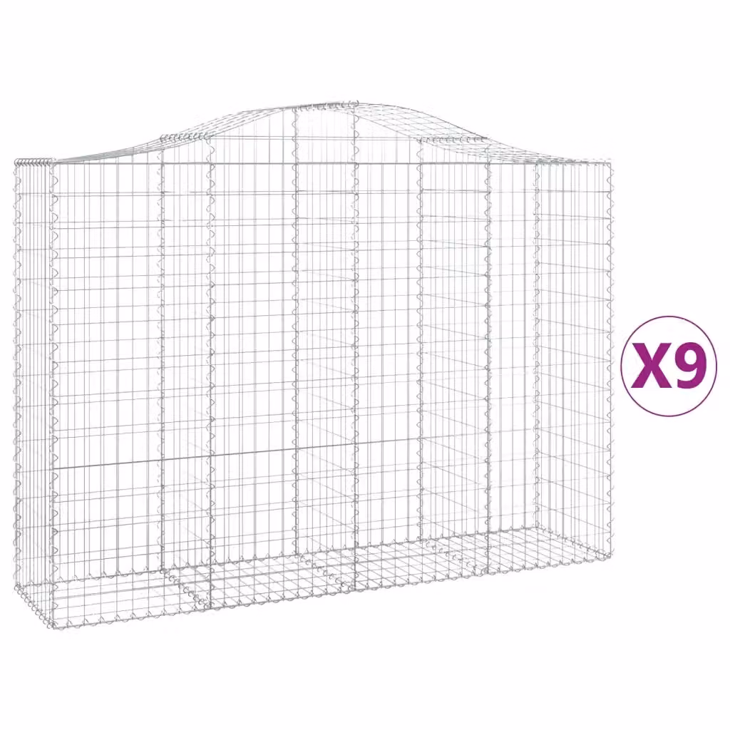 Set di 9 Cesti Gabbioni ad Arco Videx in Acciaio Zincato Argento L: 200 cm, P: 50 cm, H: 140/160 cm – 2