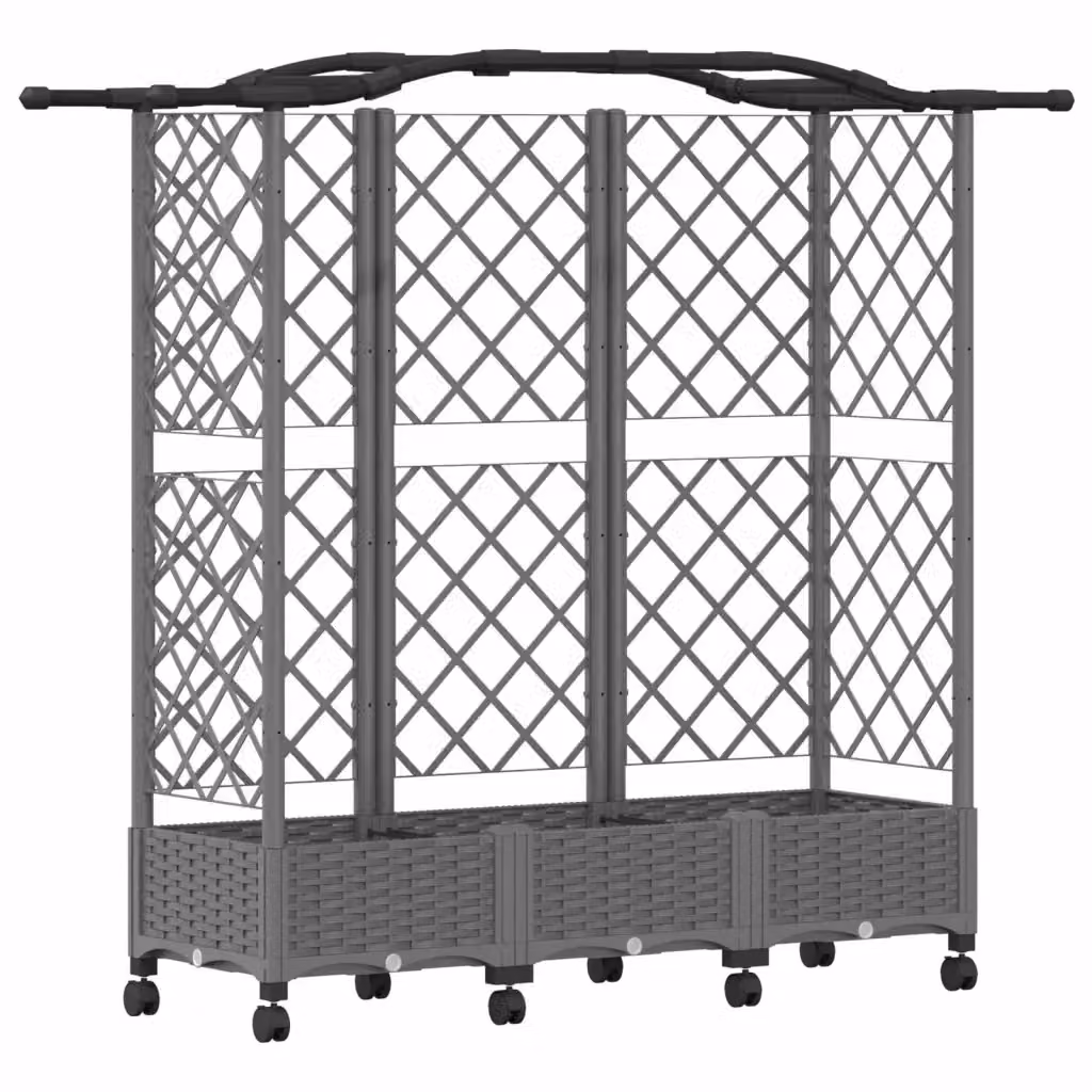 Letto rialzato con griglia e tetto vidaXL in plastica grigio chiaro per orto ornamentale o erbe aromatiche L: 163 cm, P: 129 cm, H: 40 cm – 2