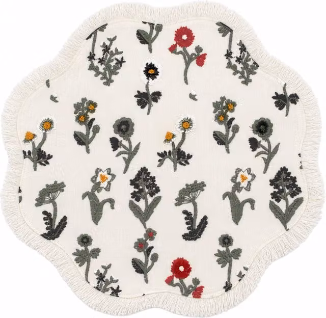 Base decorativa sagomata 38 cm con fiori bianca