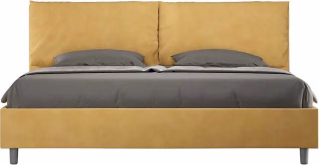 Letto Matrimoniale King Size Antea Large Giallo Imbottito in Microfibra L/P: 200 x 200 cm