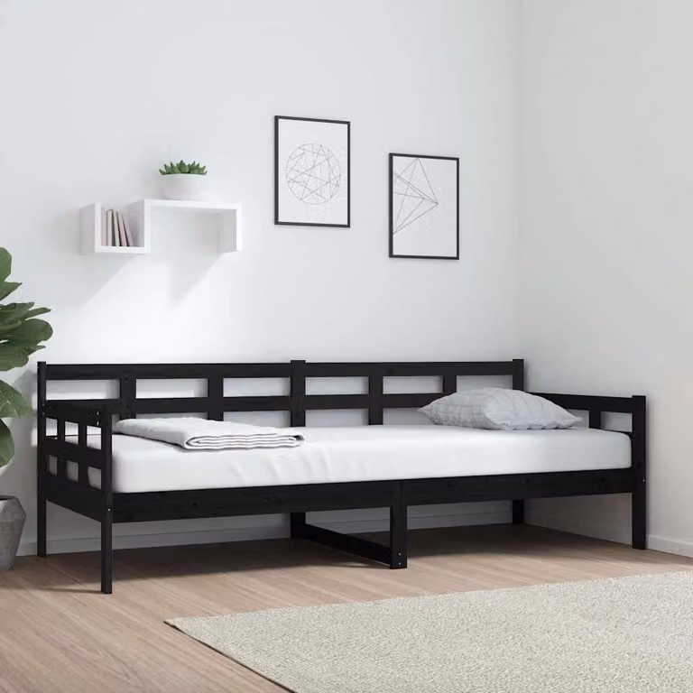 Letto singolo vidaXL in legno massello di pino nero L 80 cm x P 200 cm