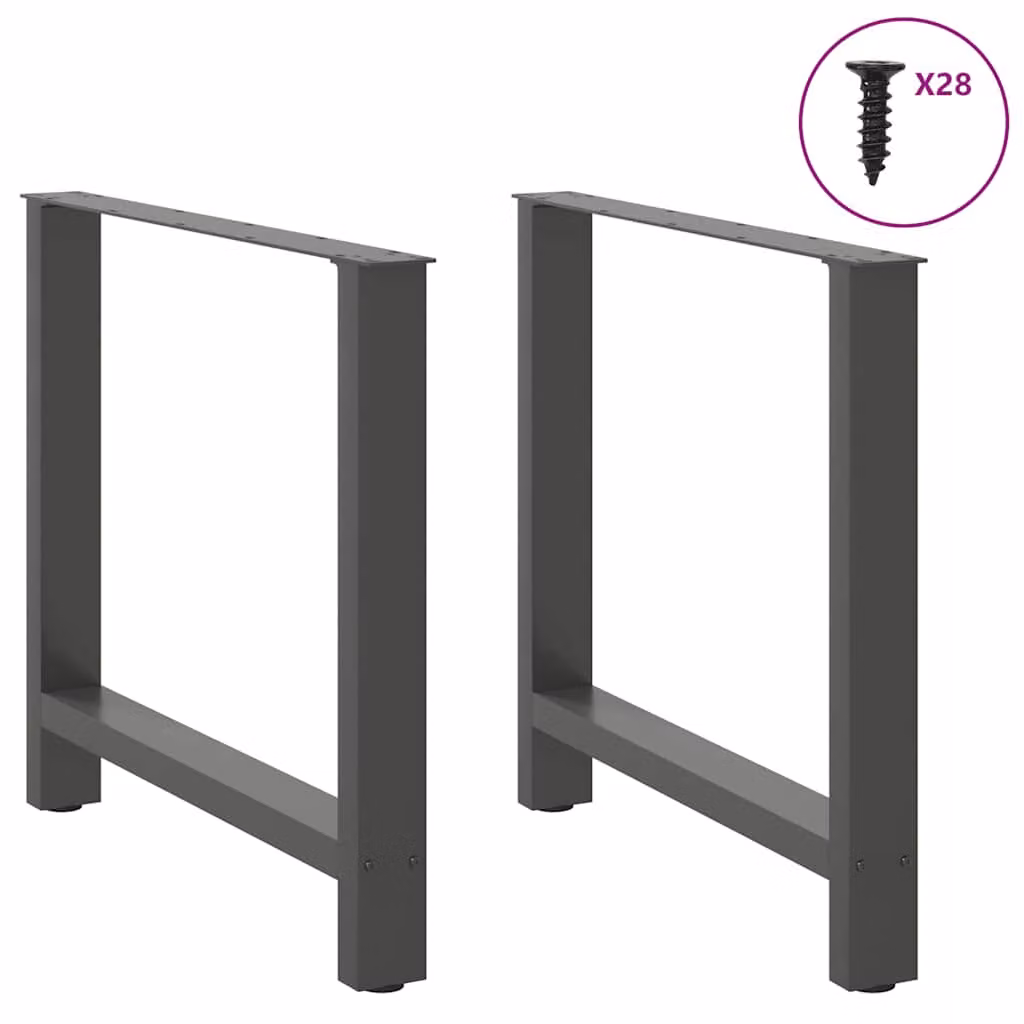 Set di 2 gambe per tavolo da pranzo vidaXL in acciaio antracite, design moderno, L/P/H: 70 x 70 x 73 cm