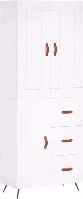 Credenza | Madia | Buffet da pranzo | Armadio da pranzo Bianca 69,5x34x180 cm in Legno Multistrato