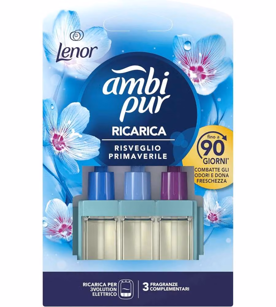 Ambi Pur Ricarica Lenor 3vol Risveglio Primaverile 20ml Bianco