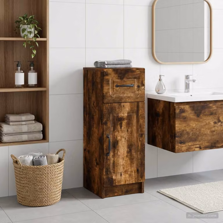 Mobiletto da Bagno Moderno vidaXL UTRECHT Rovere Fumo L: 30 cm, P: 31 cm, H: 77 cm