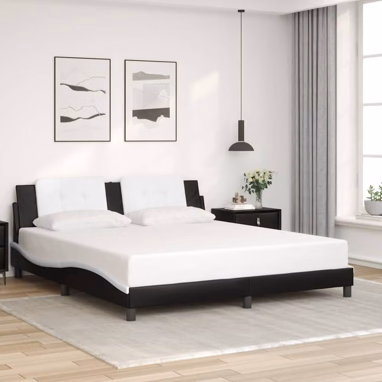 vidaXL Giroletto Zadar senza materasso in similpelle nero e bianco L/P/H: 180 x 200 x 185 cm