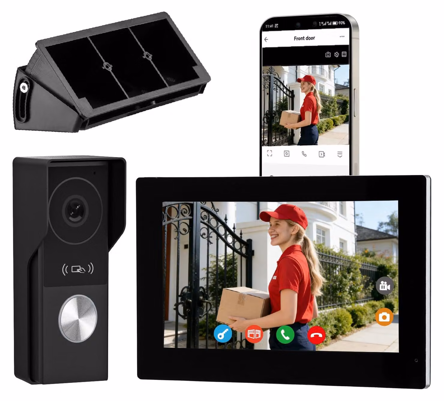 Kit videocitofono con schermo touchscreen da 7 pollici - Telecamera HD 1080p a 24V - Con visione notturna