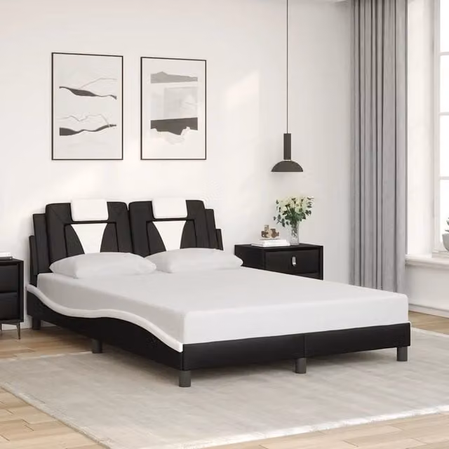 Giroletto Viana vidaXL in similpelle nero e bianco senza materasso L/P/H: 200 x 140 x 74,5 cm – 1