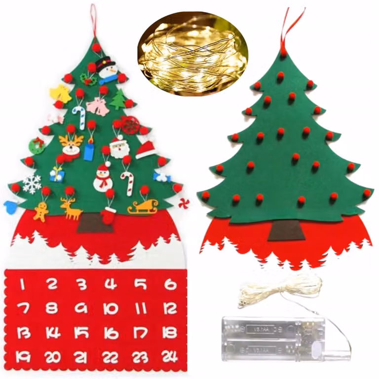 Tappetino in feltro per albero di Natale come decorazione del calendario dell'Avvento per bambini E3M