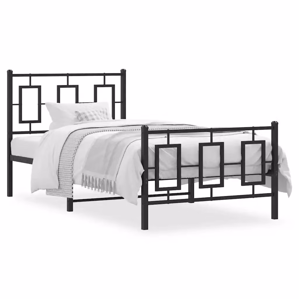 Giroletto con testiera e pediera in metallo nero vidaXL L/P/H: 90 x 200 cm – 2