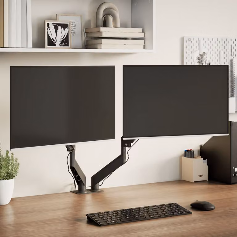 Braccio Doppio per Schermo TV vidaXL, Supporto con Molla a Gas per Monitor fino a 27 Pollici, Nero, VESA 75x75 mm