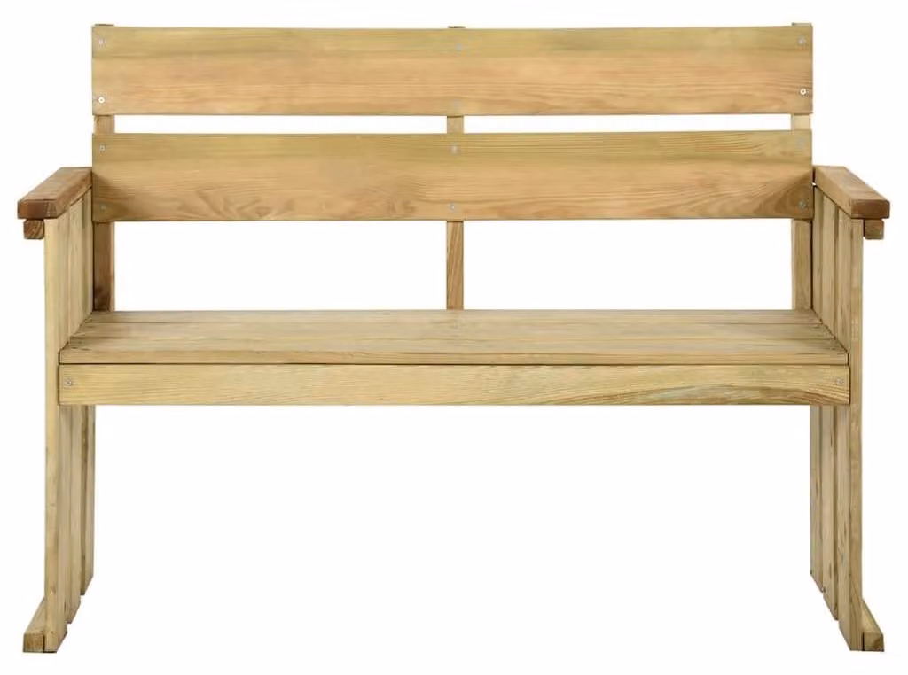Panca da giardino in legno di pino impregnato, 121 cm, con schienale