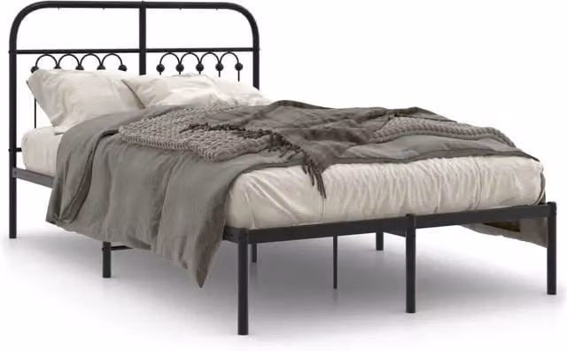 Letto matrimoniale con testiera in metallo nero DESIGN IN L/P: 120 x 200 cm