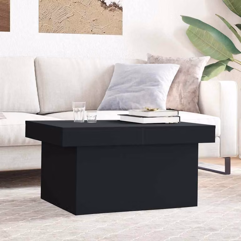 vidaXL Tavolino da Salotto Moderno Nero in Legno Multistrato L: 80 cm, P: 55 cm, H: 40 cm