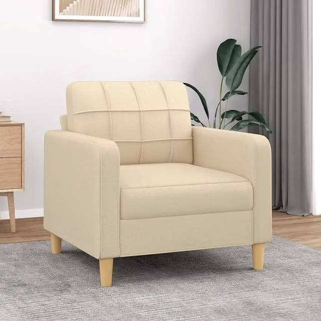 Poltrona relax moderna in tessuto beige con struttura in metallo e braccioli – 1
