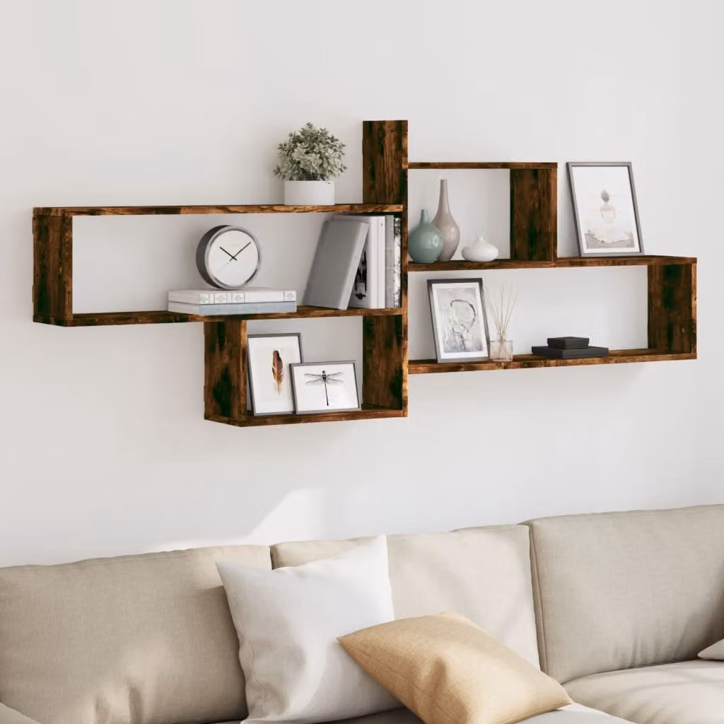 Mensola a parete vidaXL in MDF color rovere fumo L: 167,5 cm, P: 18 cm, H: 68 cm
