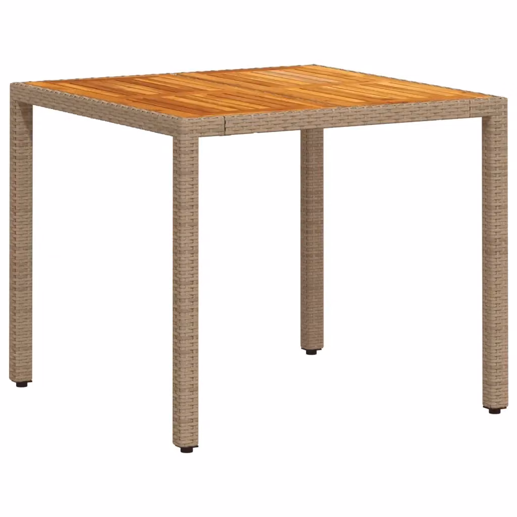 Tavolo da giardino quadrato vidaXL in polyrattan e legno di acacia beige e marrone L/P/H: 90 x 90 x 75 cm – 2