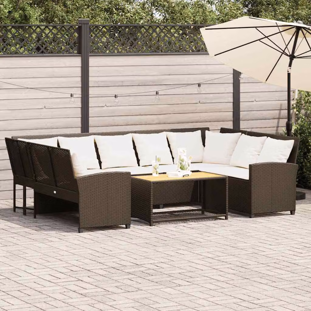 Maison Exclusive - Divano da giardino con cuscini Marrone Poly Rattan