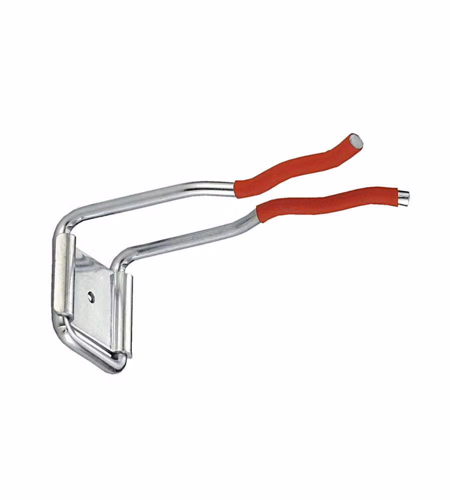 Gancio per manici, porta utensili, zincato, rivestito in plastica 46 x 55 x 126 x 60 mm.