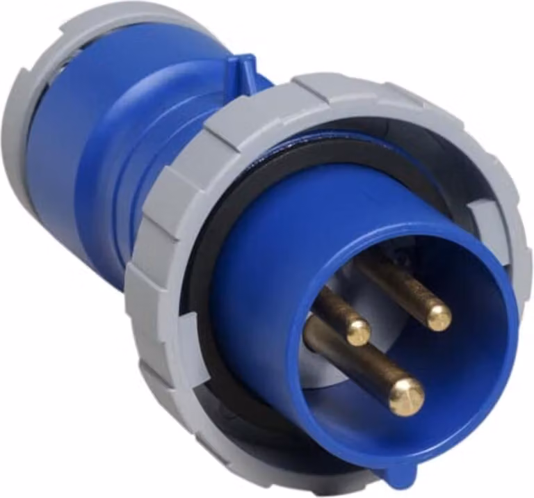 Connettore Amphenol 32 Ampere CEE a 3 poli (2P+PE) maschio, codifica 6h blu 200/250V frequenza 50 e 60Hz - 1 pezzo