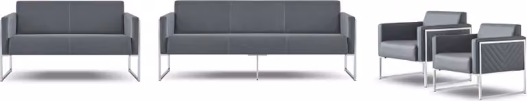 Arbeitszimmer-Set 4tlg 3-Sitzer 2-Sitzer 2x Sessel Grau Einfarbig Modern