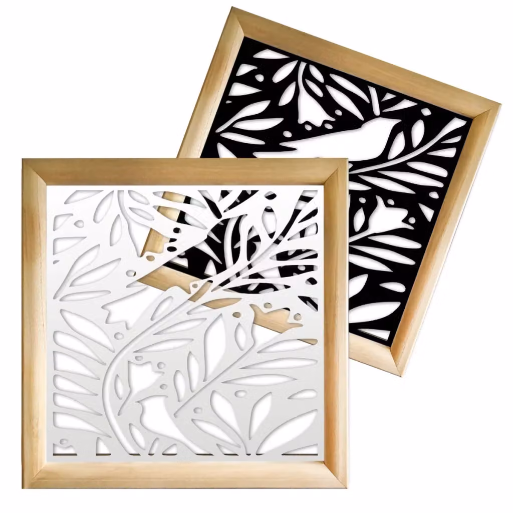 Moduli Decorativi Colibri Signorbit in Legno e PVC, Colore Bianco, 98 x 98 cm – 2