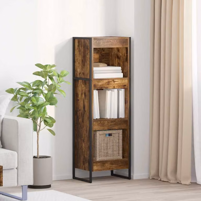 vidaXL Armadio per Libri in Stile Industrial Marrone in Legno e Metallo L/P/H: 40 x 30 x 121 cm