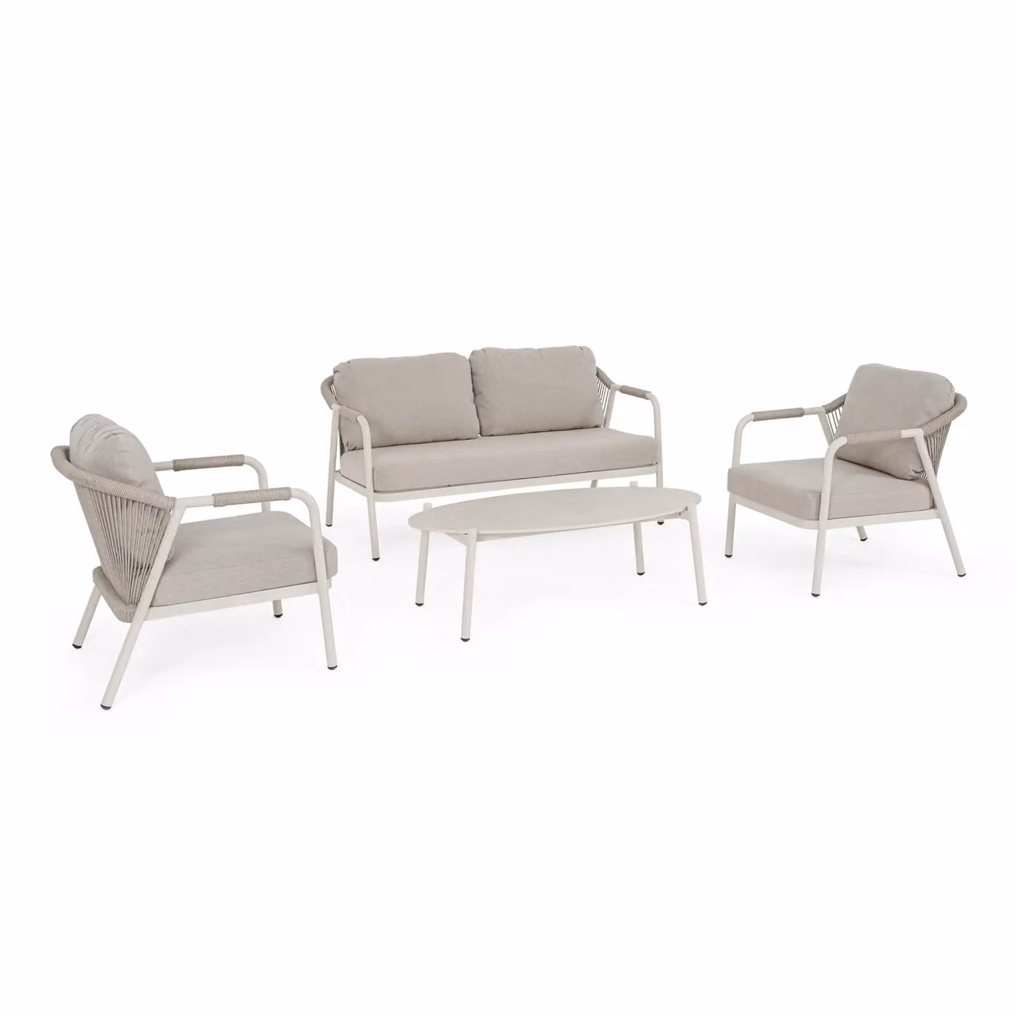 Set salotto da giardino VEJER con cuscini tortora e struttura beige