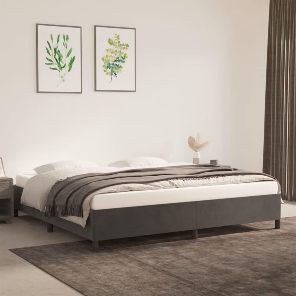 The Living Store Struttura letto grigio scuro 200x200 cm in velluto