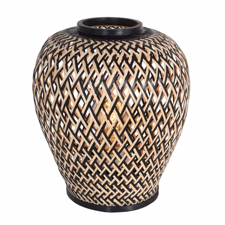 Lampada da tavolo - naturale - MAZE - bambù metallo - Ø 30cm - E27 - 3131BE - Anne Lighting
