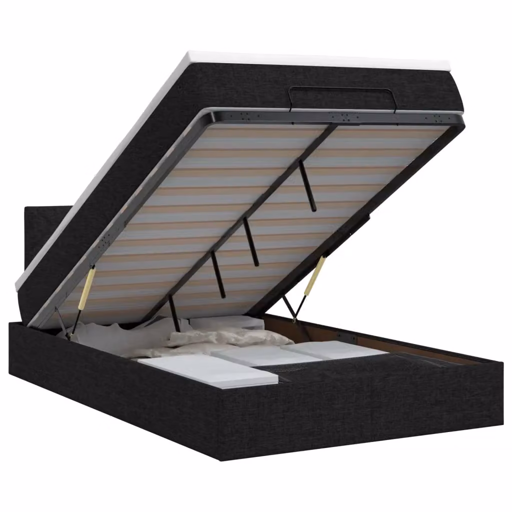 Letto ottomano con materasso vidaXL in tessuto nero L: 120 cm, P: 200 cm, H: 88 cm – 2