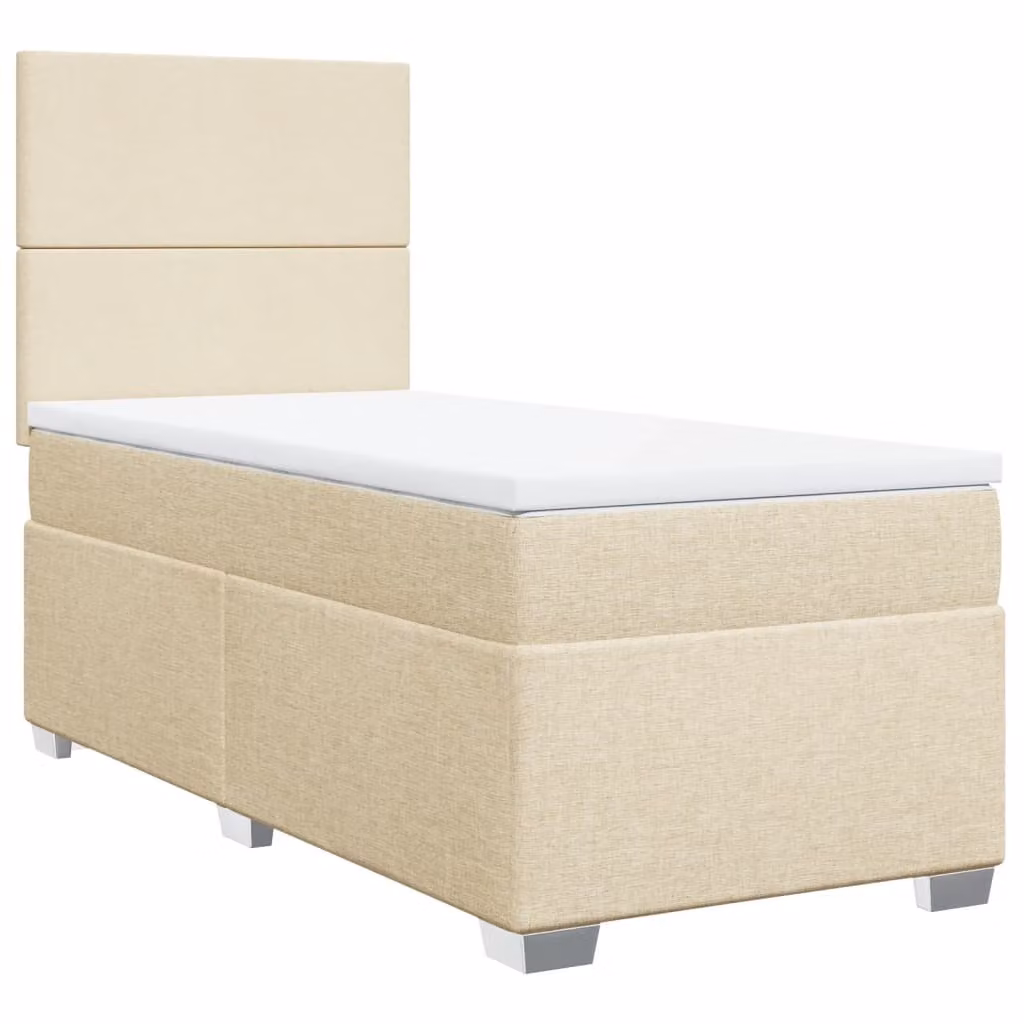Giroletto a Molle con Materasso Crema 90x190 cm in Tessuto