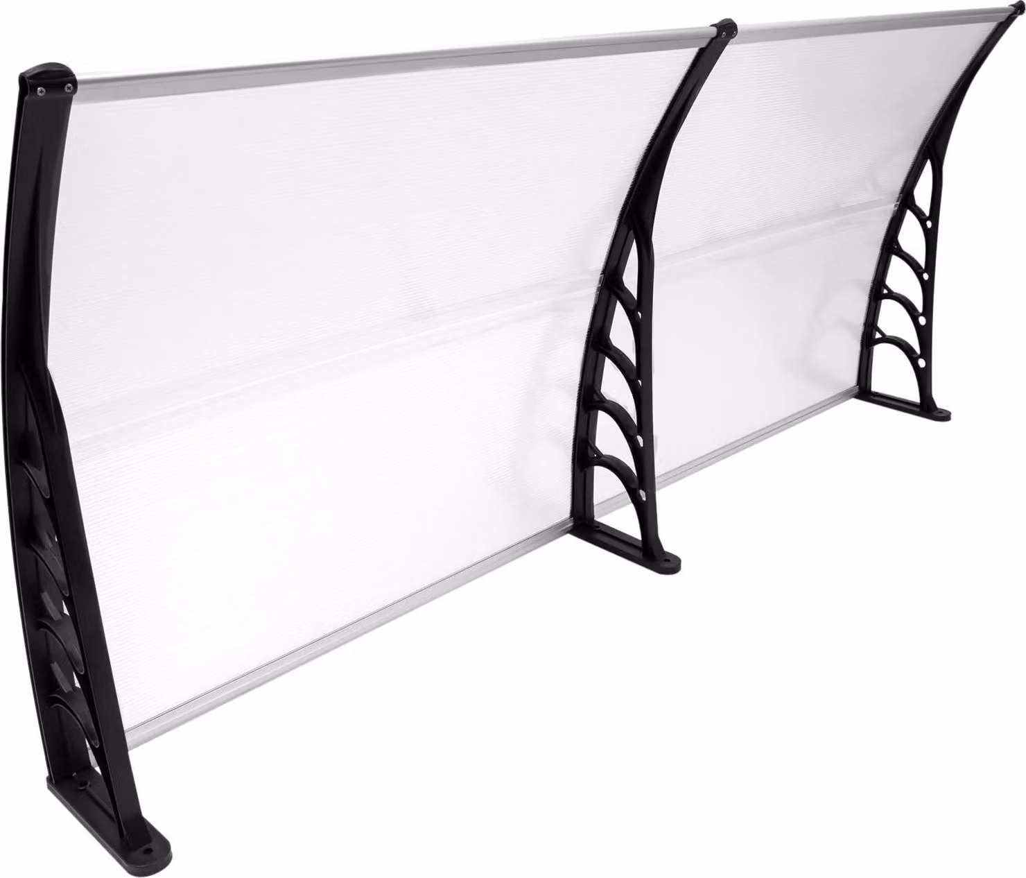 Tettoia per porta d'ingresso - 200×90×24 cm - Policarbonato - Resistente ai raggi UV - Resistente alle intemperie - Trasparente - Montaggio a parete - Bianco