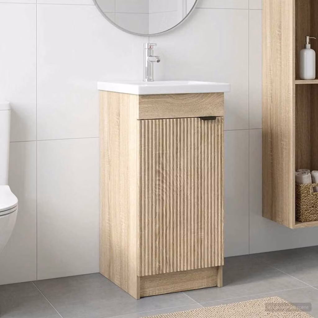 Mobile da bagno con lavabo vidaXL in Rovere Sonoma, L 42 cm x P 40 cm x H 84,5 cm