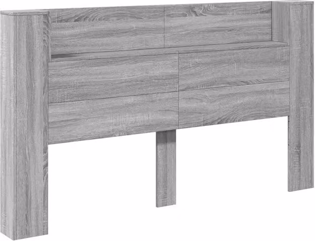 Testiera moderna in legno multistrato Grigio Sonoma con illuminazione integrata e mensola, L: 180 cm, P: 16,5 cm, H: 103,5 cm – 1
