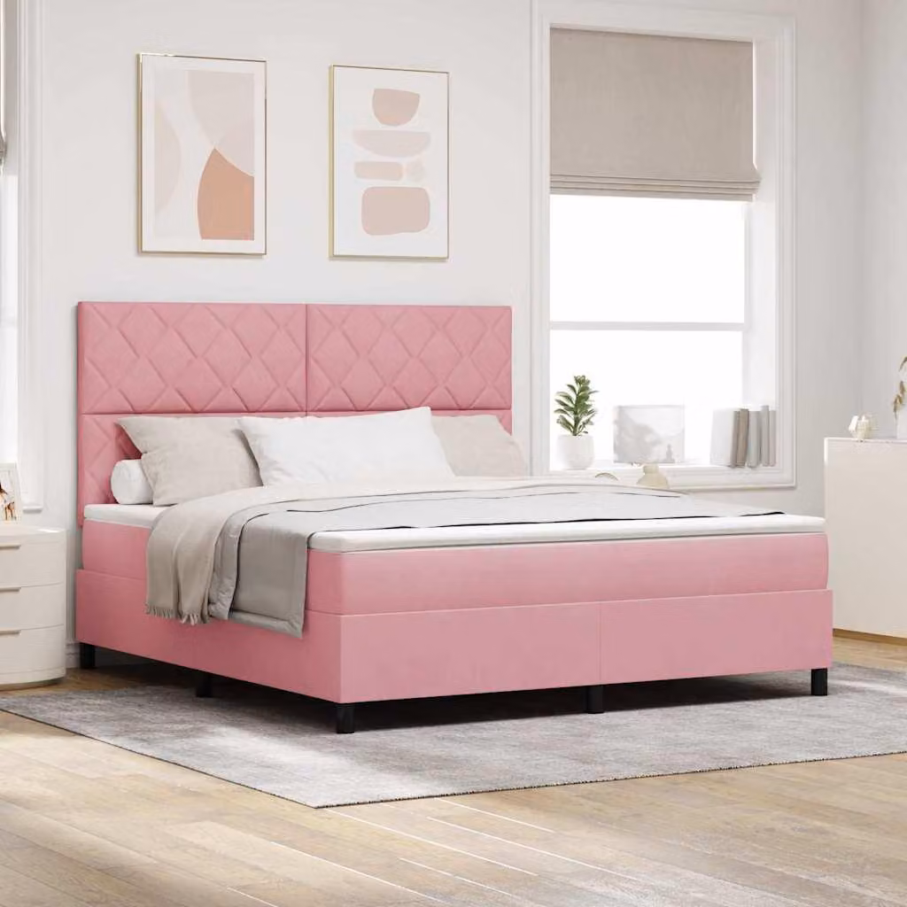 Maison Exclusive - Letto boxspring con testiera Rosa 180 x 200 cm in velluto