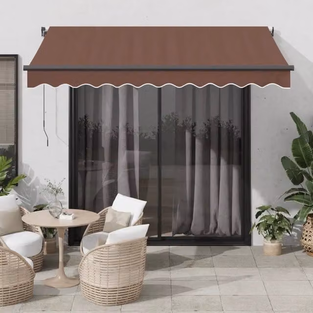 Tenda da Sole Retrattile Automatica con LED VIDAXL, Colore Marrone e Antracite, L: 350 cm, P: 250 cm – 1